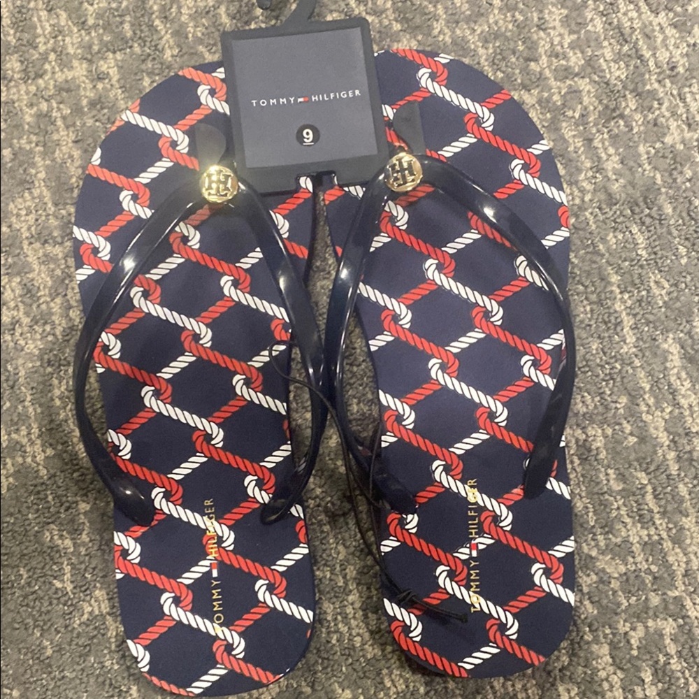 Tommy Hilfiger Navy and Red Rope Sandals - Picture 1 of 4